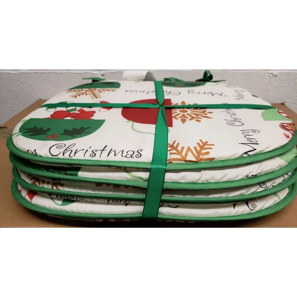 SET OF 4 CHAIR CUSHION PADS w/ties, 15x15